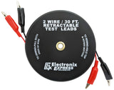 2 Wire 30 Foot Retractable Test Leads, Red and Black 18 Gauge Wire with Alligator Clips on each End, Ideal for Electrical Troubleshooting Cars, Trailers, Boats