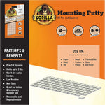 Gorilla 672 Squares of Mounting Putty, Non-Toxic Hanging Adhesive, Removeable & Repositionable, Natural Tan Color