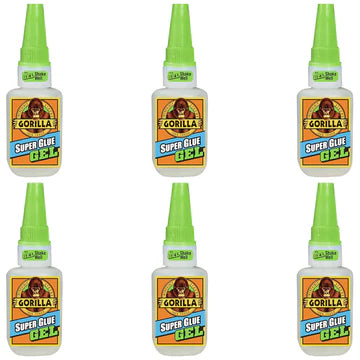 Gorilla 6 Pack 15 Gram Tubes Super Glue Gel, Dries in 10-45 Seconds