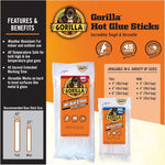 Gorilla 360 Count 4" Long x 0.27" Diameter Mini Hot Glue Sticks, Clear, 45 Second Extended Working Time