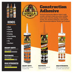 Gorilla 12 Pack 9 Ounce Cartridges Heavy Duty Ultimate Construction Adhesive, White