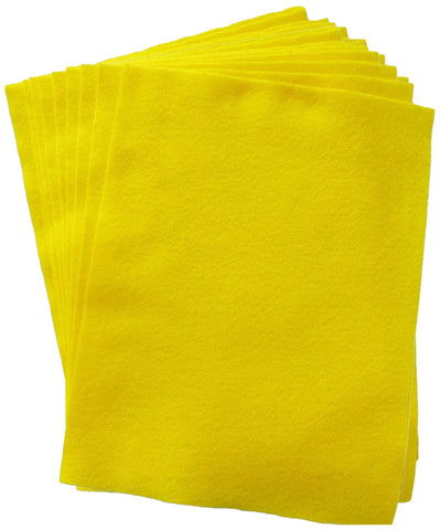 12 Pack Yellow Felt Sheets, 9" x 12"