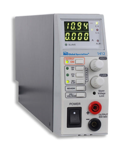 1412: 80 W Triple Range Switching DC Power Supply: 16V, 5A / 27V, 3A / 36V, 2.2A