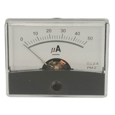 RSR Meter Movements, Panel Mount Ammeter 0-50 uA DC Amp Meter