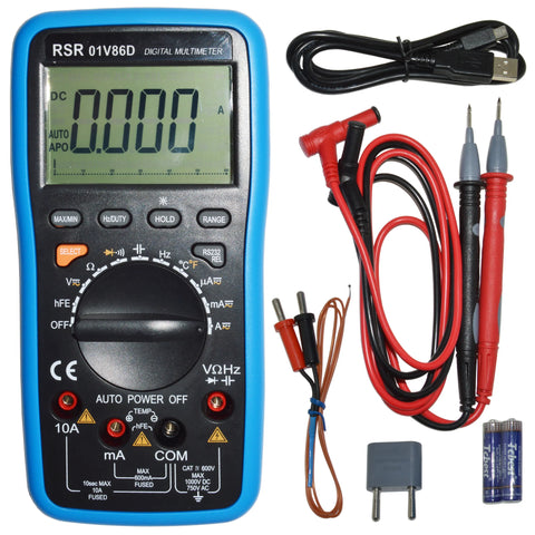 Autoranging Digital Multimeter with USB Interface, Large 3 3/4 Digits Backlit Display