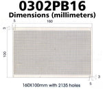 Prototyping Breadboard with Rows of Interconnected Holes, 6.3 x 3.9 Inches, 2135 Holes (Model PB-16)