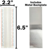 Solderless Breadboard, 830 Tie Points, 6.5" x 2.1", RoHS Compliant