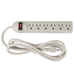 6 Outlet Surge Protector Power Strip, 6ft, 125VAC / 15A, UL Listed