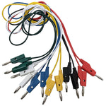 6 Piece Set Banana to Banana Test Leads, 36" Long Each, Stackable, Colors: Red, Black, White, Blue, Green, and Yellow