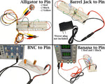 Solderless Breadboard Cable Kit - Includes BNC, Banana, Alligator, and Wall Adapter to Pin Test Leads