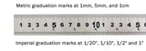 Stainless Steel 12" / 30cm Ruler - Imperial Inches and Metric Millimeters