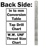 Stainless Steel 12" / 30cm Ruler - Imperial Inches and Metric Millimeters