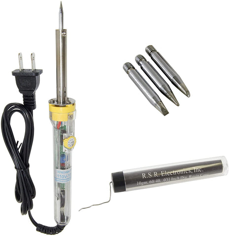 RSR 50W Adjustable Variable Temperature Soldering Iron (120Vac 60Hz) - 3 Tips and Solder Tube