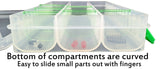 Small Parts  Polypropylene Storage Box with 6 Removable Dividers, 8" x 5.3" x 1.5"