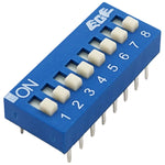 DIP Switch with 8 Switches, 16-Pin, SPST, Blue Color, 21.6mm x 9.7mm x 5.9mm