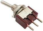 Miniature SPDT Toggle Switch On-Off-On with 3 Pin PC Leads, 6A @ 125V AC