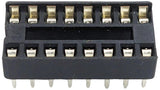 16 Pin Solder Tail Low Profile DIP IC Socket, 2.54mm Pitch, 7.6mm Row to Row Distance