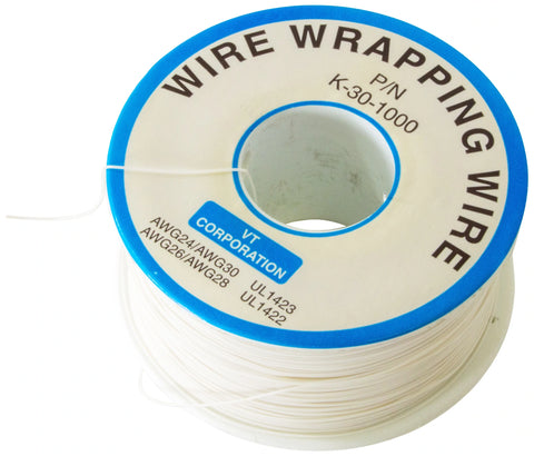 Wire Wrap Solid Kynar Wire 30 Gauge (White, 1000 feet)