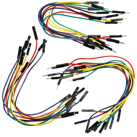 30 Piece Jumper Wire Kit - Includes 10 Each of Male to Male, Male to Female, and Female to Female, 6" Length, Assortment of Colors