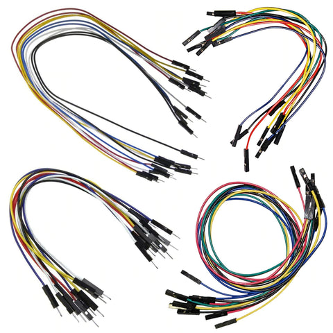 40 Piece Jumper Wire Kit - Includes Male to Male and Female to Female, 6" & 12" Lengths, Assortment of Colors