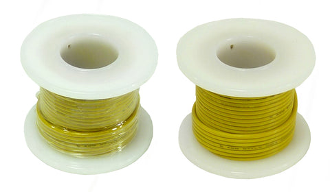 STRANDED HOOK UP WIRE - 22 GAUGE, 25 FOOT SPOOL - YELLOW (SHADE MAY VARY)