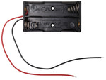 AA 2 Battery Holder with Wire Leads, Holds Two AA Batteries, 2.3" x 1.3" x 0.5", Black Lightweight Plastic