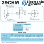 Gear Head Motor - 12V DC, 4500 RPM with 6" Wire Leads, 22AWG Solid Wire Leads