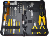 RSR Electrical Engineering Toolkit, Includes 35W Soldering Iron, Solder, Desoldering Pump, Wire Striper Cutter Crimper, Adjustable Wrench, Driver + Bits, Pliers, Tweezers, IC Extractor + Inserter and More