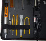 RSR Electrical Engineering Toolkit, Includes 35W Soldering Iron, Solder, Desoldering Pump, Wire Striper Cutter Crimper, Adjustable Wrench, Driver + Bits, Pliers, Tweezers, IC Extractor + Inserter and More