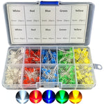 300 Piece Diffused Lens LED Assortment, Includes 3mm & 5mm, Colors: White, Red, Blue, Green, Yellow