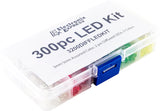 300 Piece Diffused Lens LED Assortment, Includes 3mm & 5mm, Colors: White, Red, Blue, Green, Yellow