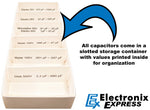 145 Piece Deluxe Capacitor Kit - Includes Disk, Mylar, Monolithic, and Electro Radial Capacitors