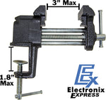 Durable 3 Inch Clamp-On Metal Vise, Attaches to Any Table up to 1.8 Inches Thick