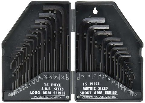 Electronix Express 30 Piece Hex Key Wrench Set-SAE/MM