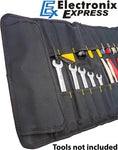 Portable 22 Pocket Tool Holder with 15 Socket Slots, Organizer Rolls into Bag with Handle, Ideal for Travel and On-Site Jobs, Measures 22" x 14" Unrolled