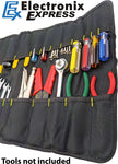 Portable 22 Pocket Tool Holder with 15 Socket Slots, Organizer Rolls into Bag with Handle, Ideal for Travel and On-Site Jobs, Measures 22" x 14" Unrolled