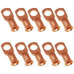 10 Pack 6 AWG 3/8" Bare Copper Ring Terminals, Heavy Duty Wire Lugs for Battery Cable Ends, RoHS Compliant