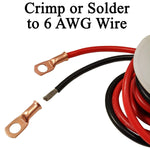 10 Pack 6 AWG 3/8" Bare Copper Ring Terminals, Heavy Duty Wire Lugs for Battery Cable Ends, RoHS Compliant