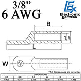 10 Pack 6 AWG 3/8" Bare Copper Ring Terminals, Heavy Duty Wire Lugs for Battery Cable Ends, RoHS Compliant