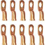 10 Pack 6 AWG 3/8" Bare Copper Ring Terminals, Heavy Duty Wire Lugs for Battery Cable Ends, RoHS Compliant