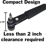 Right Angle Close Quarters Ratcheting Reversible Screwdriver Set with 18 Bits