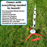 Estes Saturn V Model Rocket Starter Set - Includes Assembled Rocket, Launch Pad & Controller, Four AA Batteries, Recovery Wadding, & Three Engines